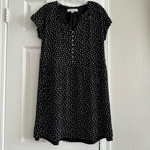 Black and White Floral Loft Dress